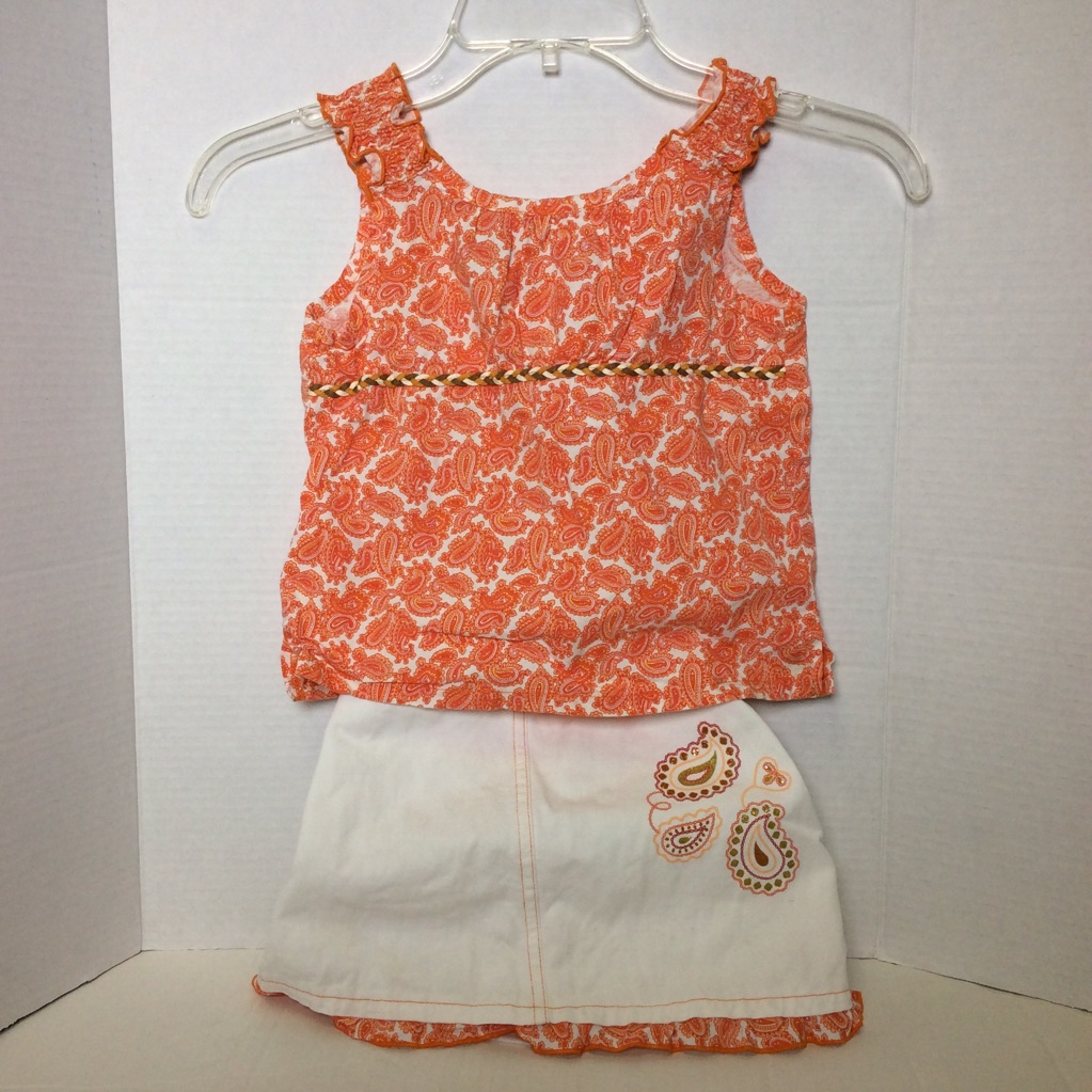 Pogo Club Of Ny Girls Orange White Skort Set
